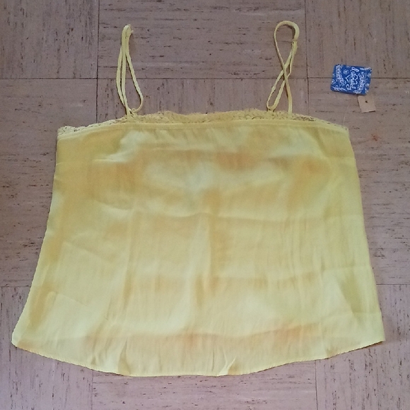Free People Tops - Free People Yellow Lace Trim Cami Top